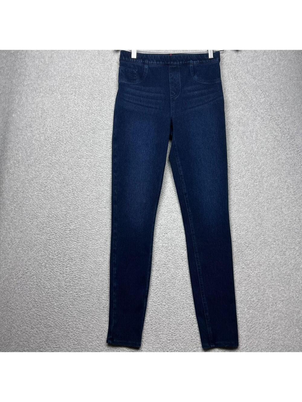 Spanx Jean-ish Ankle Leggings Womens M Dark Wash Blue Denim Jeggings Pull On